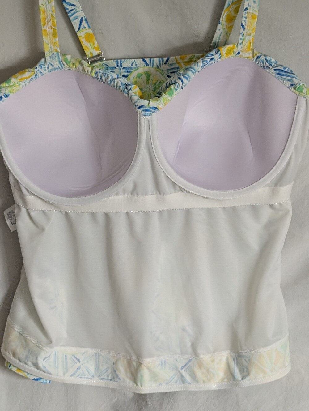 Lands End Tankini Yellow Blue Plus Size Padded Underwire Bra Size 20/22W New - Picture 9 of 14